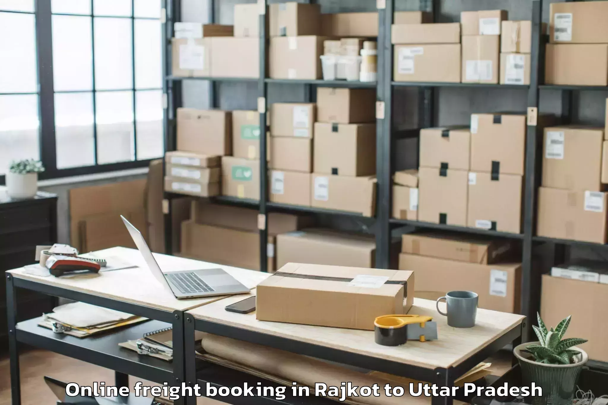 Hassle-Free Rajkot to Ghanghata Online Freight Booking